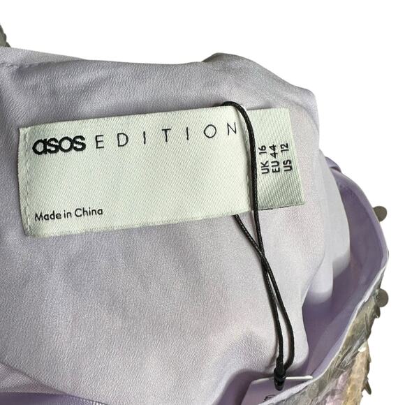 ASOS EDITION Purple Abstract Print Sequin Maxi Skirt Purple Swirl Women's 12 NWT - Picture 7 of 9